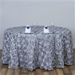120" Round (Grandiose Rosette) Tablecloth - Silver