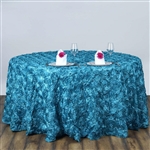 120" Round (Grandiose Rosette) Tablecloth - Turquoise