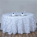 120" Round (Grandiose Rosette) Tablecloth - White