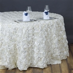 132" Round (Grandiose Rosette) Tablecloth - Ivory