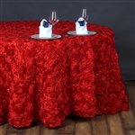 132" Round (Grandiose Rosette) Tablecloth - Red