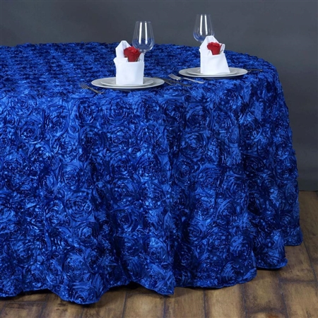 132" Round (Grandiose Rosette) Tablecloth - Royal Blue