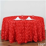 132" Round (Grandiose Rosette) Tablecloth - Coral