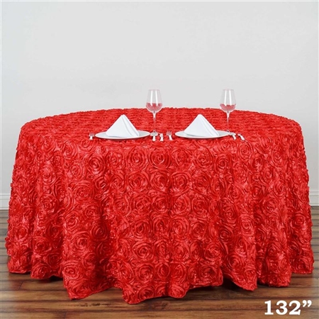 132" Round (Grandiose Rosette) Tablecloth - Coral