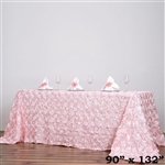 90x132" Rectangle (Grandiose Rosette) Tablecloth - Rose Gold/Blush