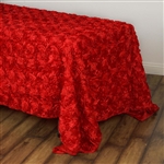 90x132" Rectangle (Grandiose Rosette) Tablecloth - Red