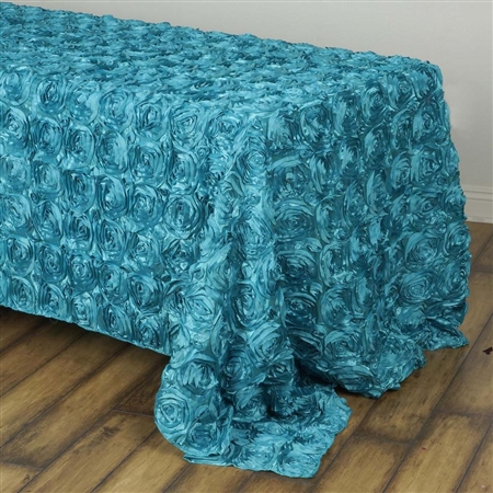 90x132" Rectangle (Grandiose Rosette) Tablecloth - Turquoise