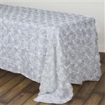 90x132" Rectangle (Grandiose Rosette) Tablecloth - White