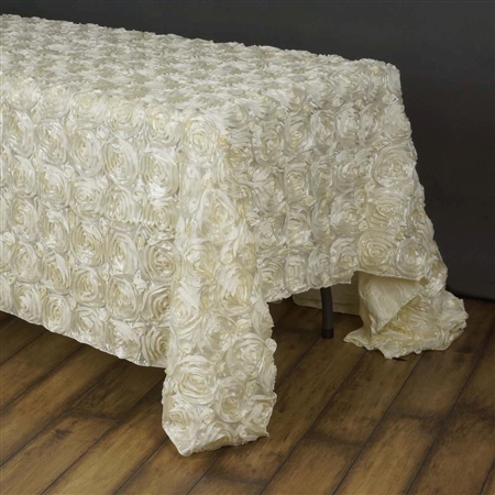 90"x156" Rectangle (Grandiose Rosette) Tablecloth - Ivory