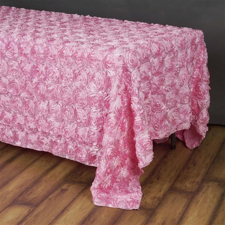 90"x156" Rectangle (Grandiose Rosette) Tablecloth - Pink