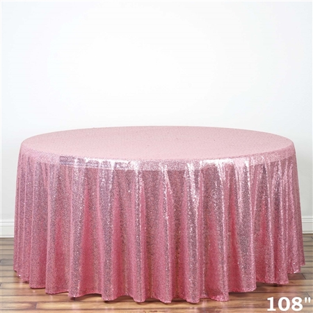 108" Round Grand Duchess Sequin Tablecloth - Pink
