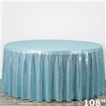 108" Round Grand Duchess Sequin Tablecloth - Serenity Blue