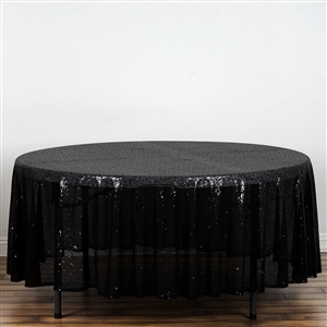 108" Round Grand Duchess Sequin Tablecloth - Black