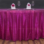 108" Round Grand Duchess Sequin Tablecloth - Fushia