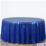 108" Round Grand Duchess Sequin Tablecloth - Royal Blue