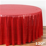 120" Round Grand Duchess Sequin Tablecloth - Red