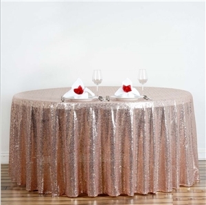 120" Round Grand Duchess Sequin Tablecloth - Blush