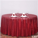 120" Wholesale Premium Burgundy Sequin Round Tablecloth