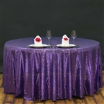 120" Round Grand Duchess Sequin Tablecloth - Purple