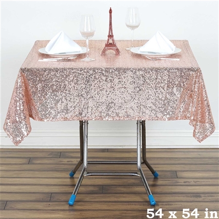 54" Blush Wholesale Premium Sequin Square Tablecloth For Banquet Party