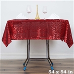 54" Burgundy Wholesale Premium Sequin Square Tablecloth For Banquet Party