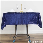 54" Navy Blue Wholesale Premium Sequin Square Tablecloth For Banquet Party