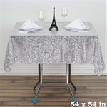 54" Silver Wholesale Premium Sequin Square Tablecloth For Banquet Party