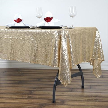 60x102" Rectangle (Duchess Sequin) Tablecloth - Champagne