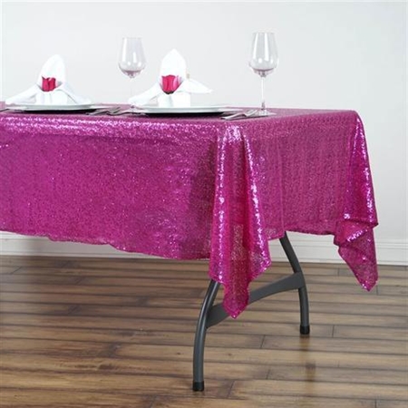 60x102" Rectangle (Duchess Sequin) Tablecloth - Fushia