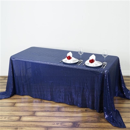 90x132" Rectangle (Duchess Sequin) Tablecloth - Navy