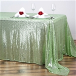 90x132" Rectangle (Duchess Sequin) Tablecloth - Tea Green