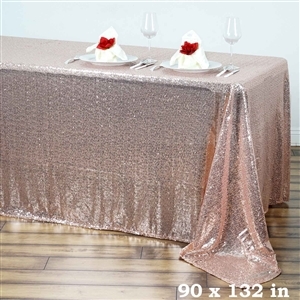 90x132" Rectangle (Duchess Sequin) Tablecloth - Blush