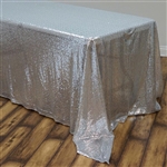 90x132" Rectangle (Duchess Sequin) Tablecloth - Silver