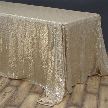 90x156" Rectangle (Duchess Sequin) Tablecloth - Champagne