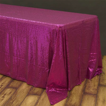 90x156" Rectangle (Duchess Sequin) Tablecloth - Fushia