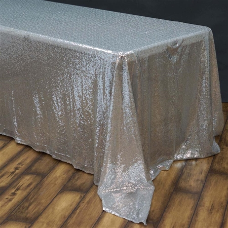 90x156" Rectangle (Duchess Sequin) Tablecloth - Silver