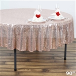 90" Wholesale Premium Sequin Round Tablecloth in Blush for Wedding Banquet Party