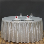 90" Round Grand Duchess Sequin Tablecloth - Silver