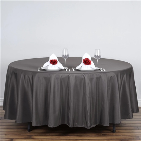 108" Round Polyester Tablecloth - Charcoal Gray