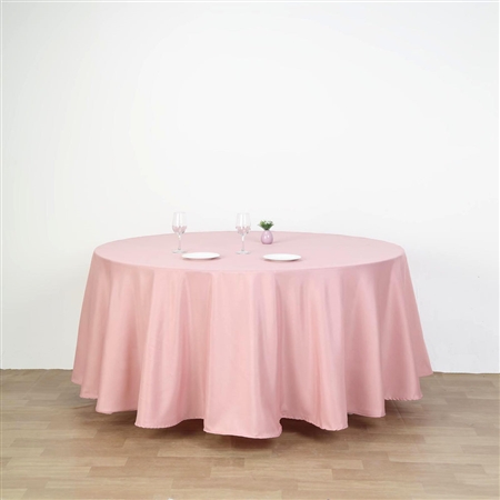 108" Round Polyester Tablecloth - Dusty Rose