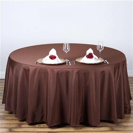 108" Round Polyester Tablecloth - Chocolate