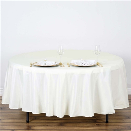 108" Round Polyester Tablecloth - Ivory