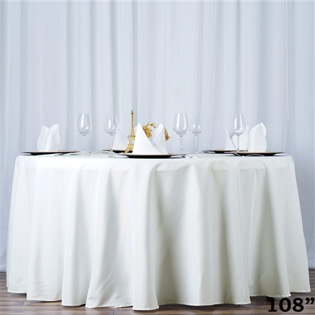 108" Seamless Value Plus Polyester Round Tablecloth - Ivory