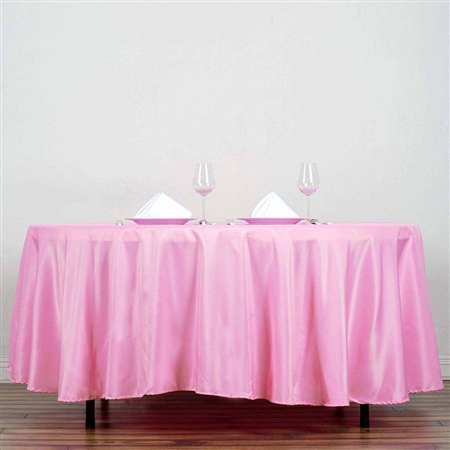 108" Round Polyester Tablecloth - Pink