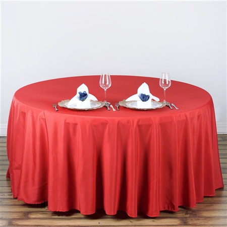 108" Round Polyester Tablecloth - Red
