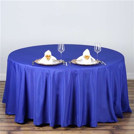 108" Round Polyester Tablecloth - Royal Blue