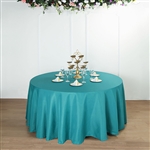108" Round Polyester Tablecloth - Peacock Teal