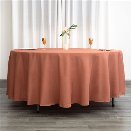 108" Round Polyester Tablecloth - Burnt Orange/Terracotta