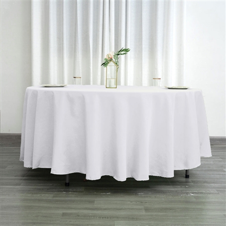 108" Round Polyester Tablecloth - White