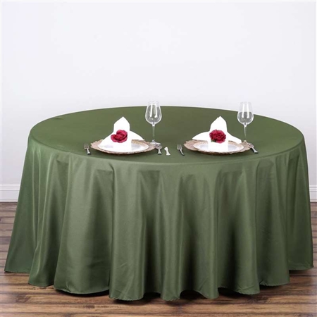 108" Round Polyester Tablecloth - Olive Green
